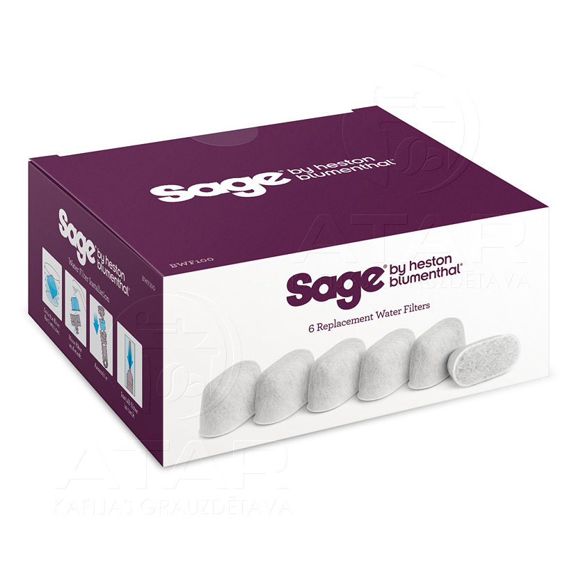 6 сменных фильтров для воды sage (на 1 год)